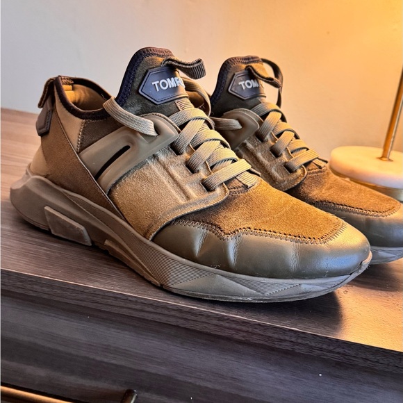 Tom Ford olive Sneakers with Chunky Sole and High-Top Design - Picture 1 of 6